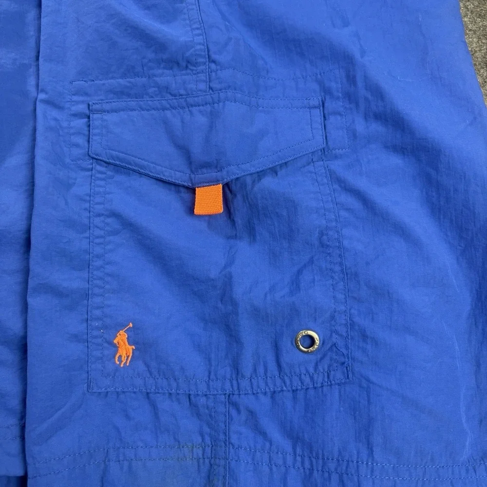 Y2K Polo Ralph Lauren Blue Orange Swim Trunks Board‎ Shorts Men's XXL.  A10